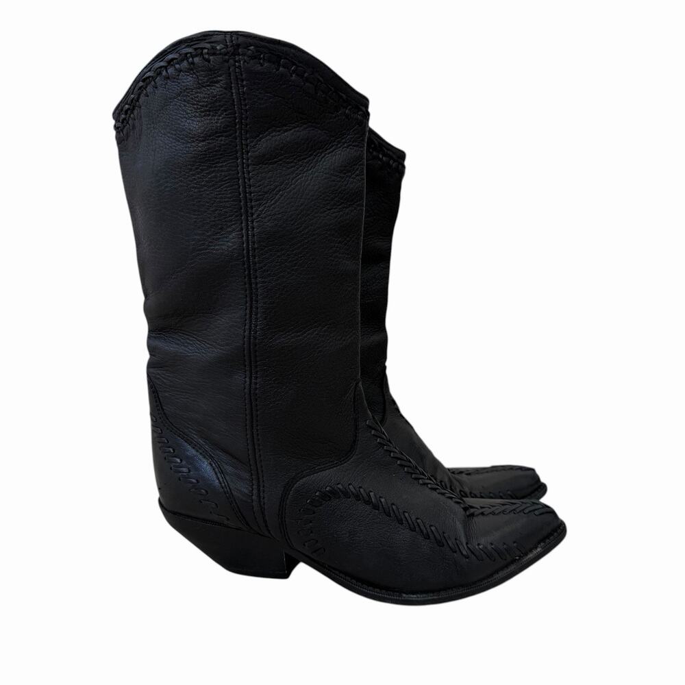 Vintage Cowboy Boots By Zodiac, Black Butter Soft Leather, W Size 8